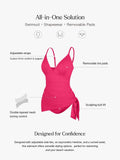 Popilush® Tummy Control One Piece Swim Dress Shapewear Ruched Convertible One-Piece Swimsuit