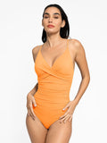 Popilush® Tummy Control Slimming Swimwear Light Orange / XS Shapewear Ruched Cross-Front Sculpting One-Piece Swimsuit