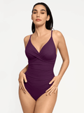 Popilush® Tummy Control Slimming Swimwear Purple / XS Shapewear Ruched Cross-Front Sculpting One-Piece Swimsuit