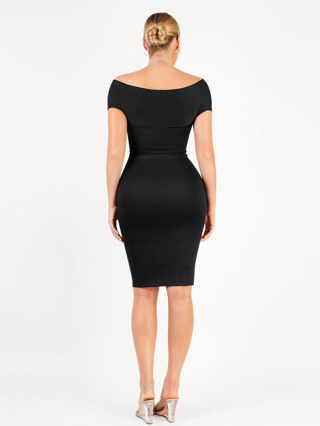Popilush® Formal Bodycon Party Summer Dress Shapewear Ruched Off-Shoulder Sculpting Midi Dress