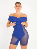 Popilush® Formal Bodycon Party Summer Dress Shapewear Ruched Off-Shoulder Sculpting Midi Dress