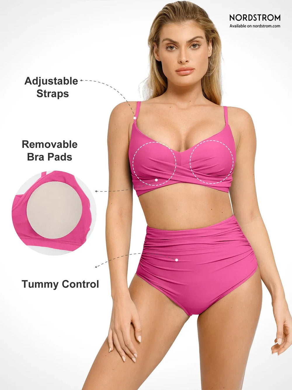 Popilush® Two-piece Swimsuit Shapewear Ruched Sculpting Bikini Top and Bottom Set