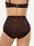 Popilush® Two-piece Swimsuit Leopard Shapewear Ruched Tummy Control Bikini Set