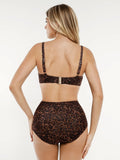Popilush® Two-piece Swimsuit Leopard Shapewear Ruched Tummy Control Bikini Set