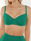 Popilush® Two-piece Swimsuit Leopard Bra / Green / XS Shapewear Ruched Tummy Control Bikini Set