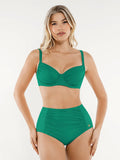 Popilush® Two-piece Swimsuit Leopard Set / Green / XS Shapewear Ruched Tummy Control Bikini Set