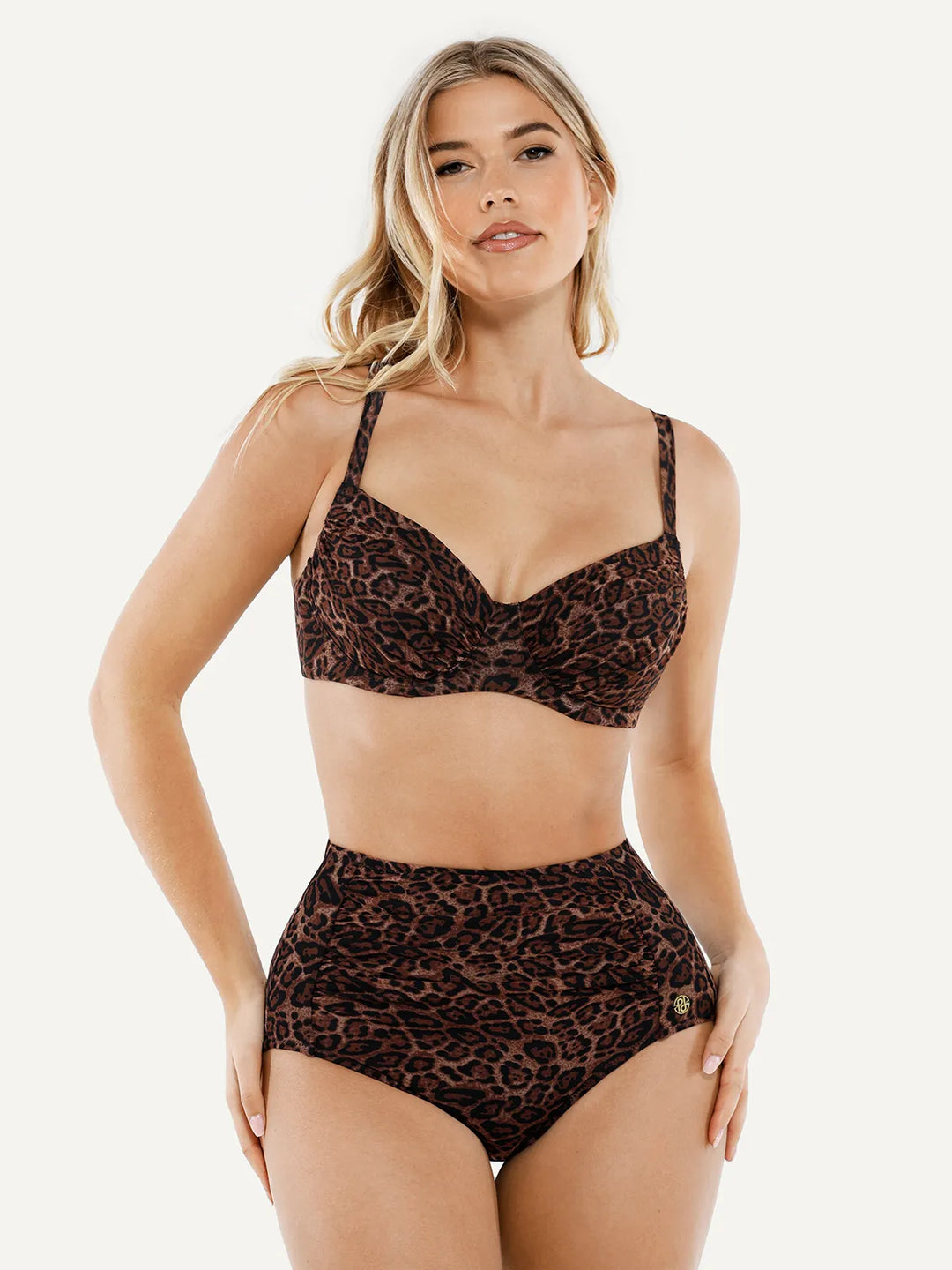 Popilush® Two-piece Swimsuit Leopard Set / Leopard / XS Shapewear Ruched Tummy Control Bikini Set
