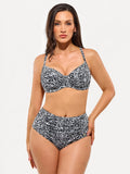 Popilush® Two-piece Swimsuit Leopard Set / White Leopard / XS Shapewear Ruched Tummy Control Bikini Set