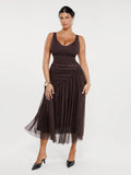 Popilush® Shapewear Ruched V-Neck A-Line Maxi Dress