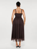 Popilush® Shapewear Ruched V-Neck A-Line Maxi Dress