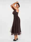 Popilush® Shapewear Ruched V-Neck A-Line Maxi Dress
