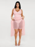 Popilush® Shapewear Ruched V-Neck A-Line Maxi Dress