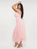 Popilush® Shapewear Ruched V-Neck A-Line Maxi Dress