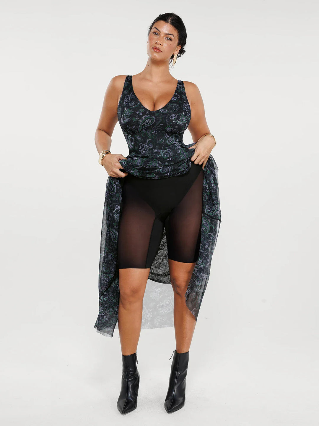Popilush® Shapewear Ruched V-Neck A-Line Maxi Dress