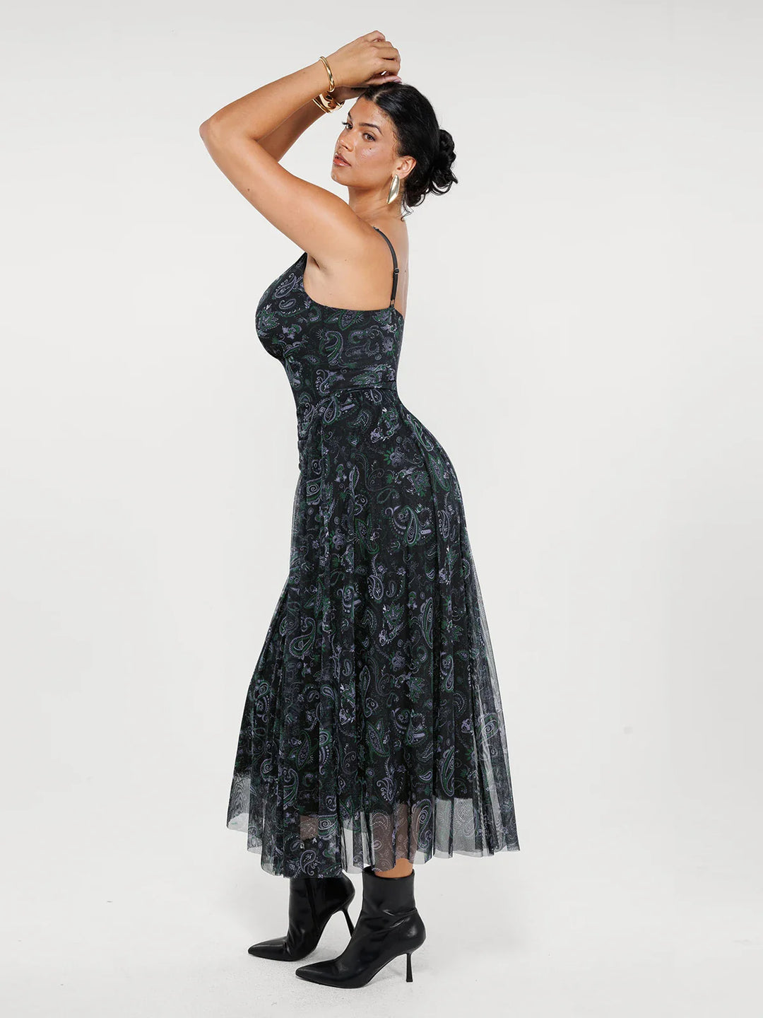 Popilush® Shapewear Ruched V-Neck A-Line Maxi Dress