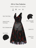 Popilush® Shapewear Ruched V-Neck A-Line Maxi Dress