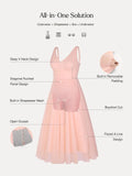 Popilush® Shapewear Ruched V-Neck A-Line Maxi Dress