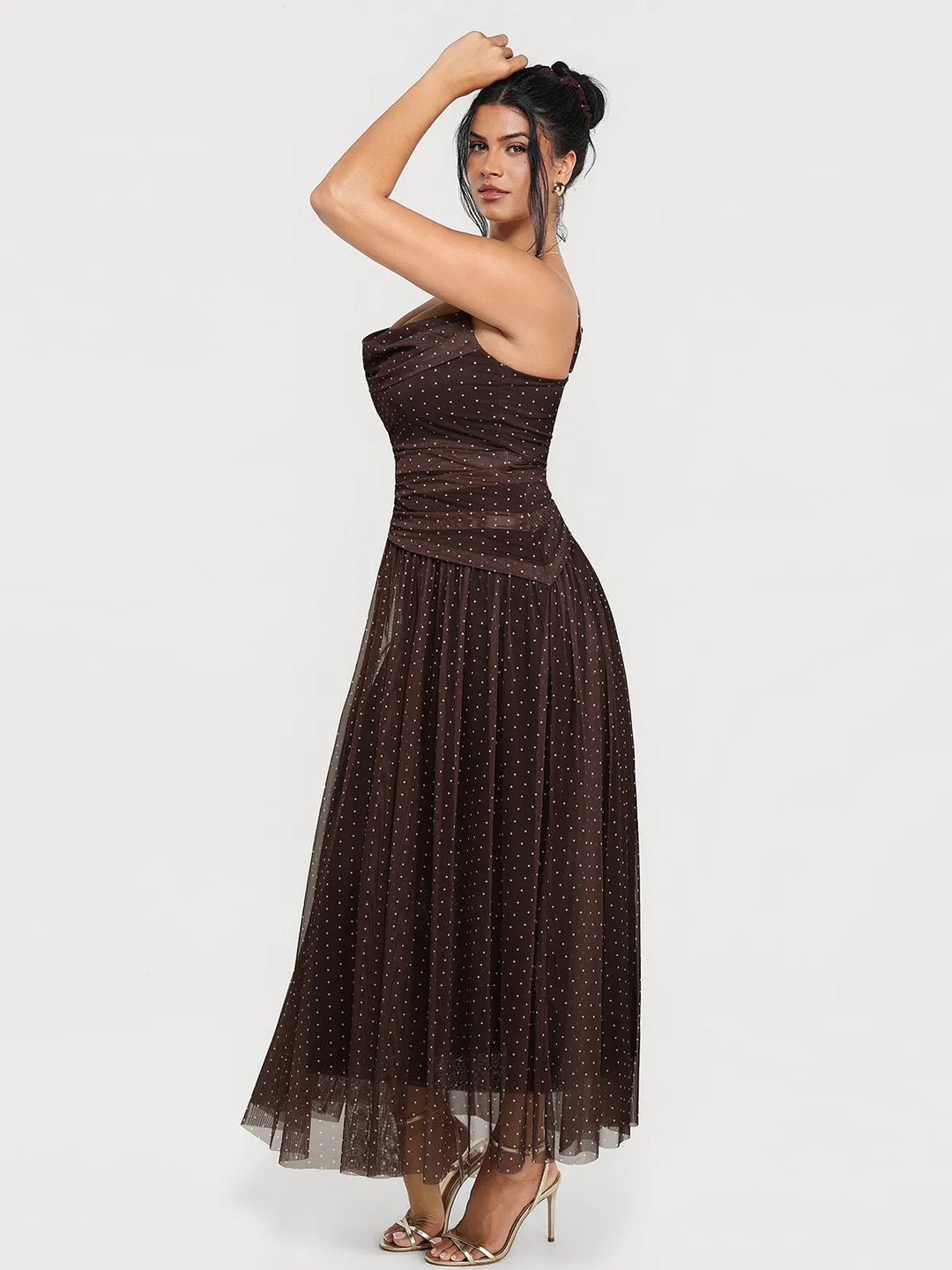 Popilush® Shapewear Satin Cowl Neck Draped Maxi Dress