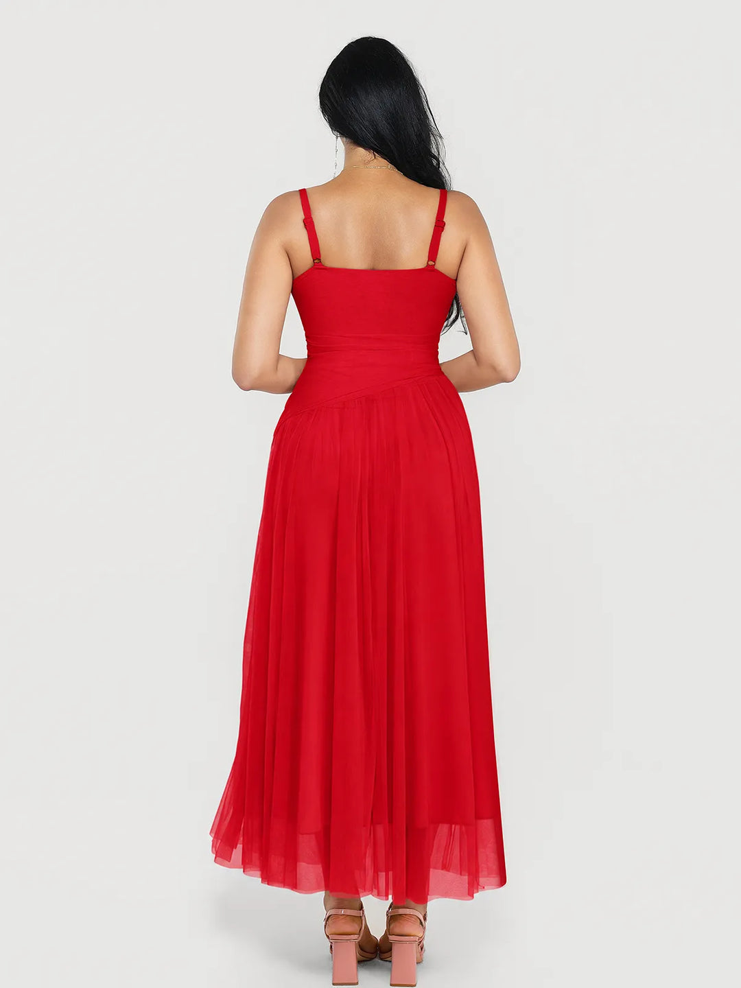 Popilush® Shapewear Satin Cowl Neck Draped Maxi Dress
