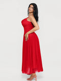 Popilush® Shapewear Satin Cowl Neck Draped Maxi Dress
