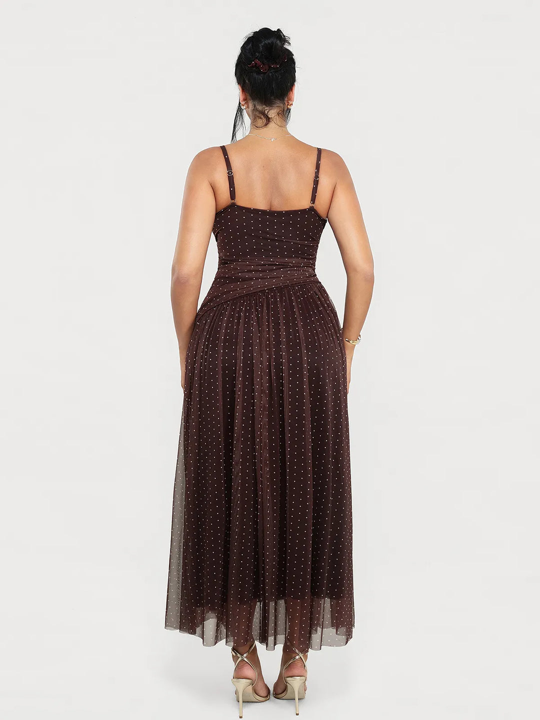 Popilush® Shapewear Satin Cowl Neck Draped Maxi Dress
