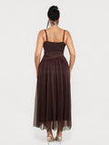 Popilush® Shapewear Satin Cowl Neck Draped Maxi Dress