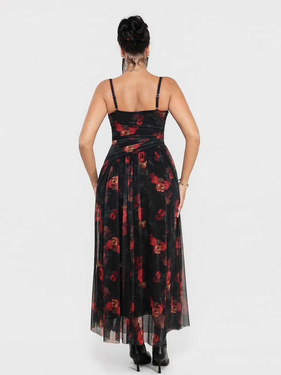 Popilush® Shapewear Satin Cowl Neck Draped Maxi Dress