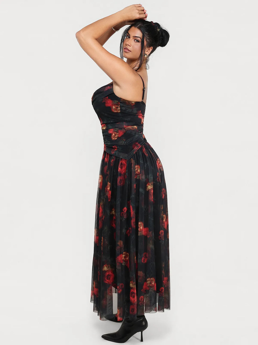 Popilush® Shapewear Satin Cowl Neck Draped Maxi Dress