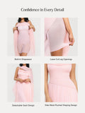 Popilush® Shapewear Satin Cowl Neck Draped Maxi Dress
