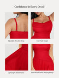 Popilush® Shapewear Satin Cowl Neck Draped Maxi Dress