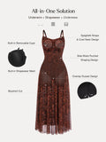 Popilush® Shapewear Satin Cowl Neck Draped Maxi Dress