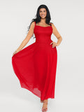Popilush® Shapewear Satin Cowl Neck Draped Maxi Dress