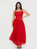Popilush® Red / XS Shapewear Satin Cowl Neck Draped Maxi Dress