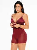 Popilush® Shapewear Satin Deep-V Front Slit Maxi Dress