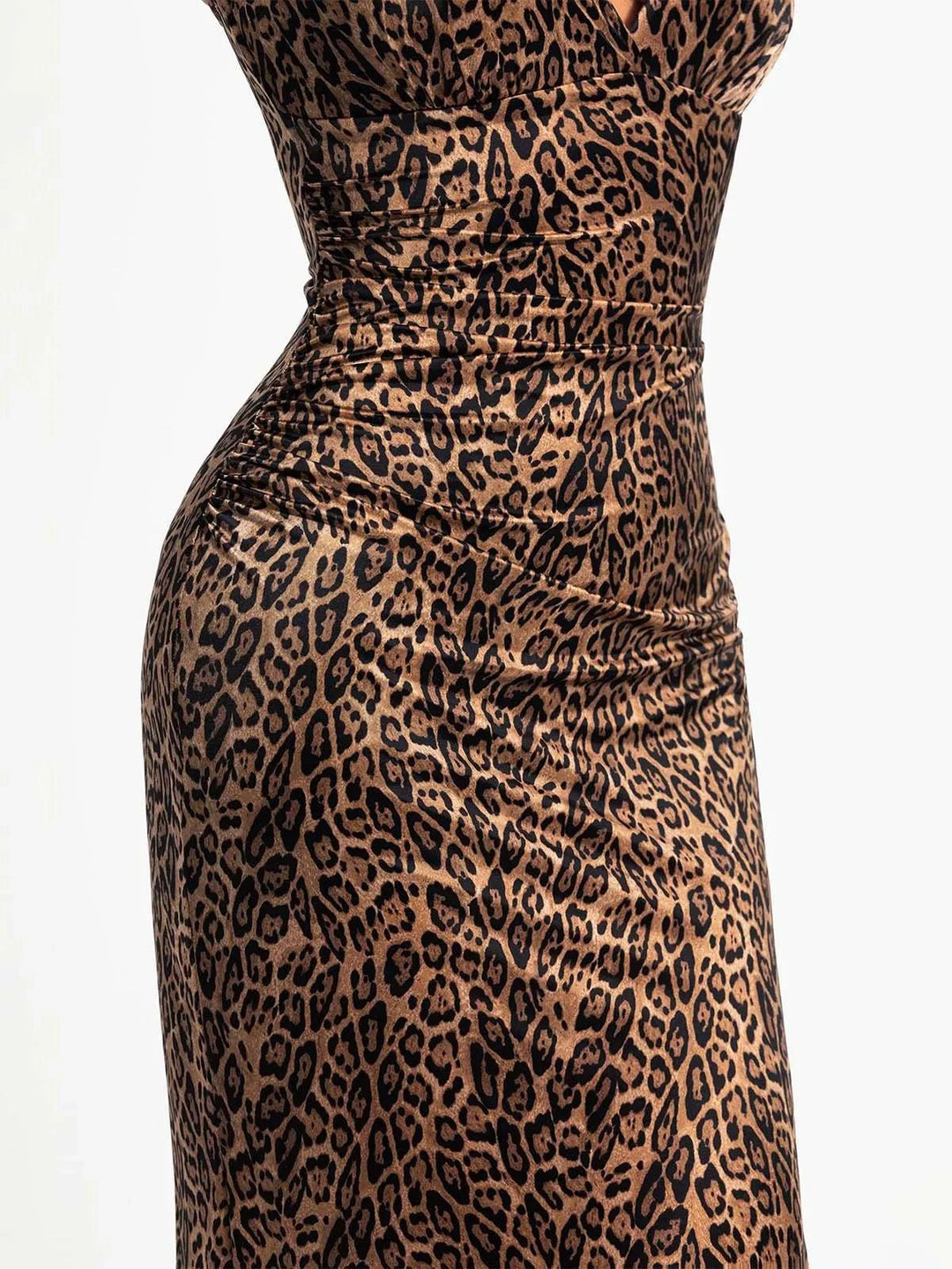 Popilush® Shapewear Satin Deep-V Front Slit Maxi Dress