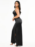 Popilush® Shapewear Satin Deep-V Front Slit Maxi Dress