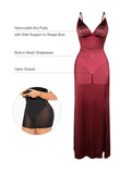 Popilush® Shapewear Satin Deep-V Front Slit Maxi Dress