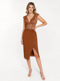 Popilush® Sexy Tops Body Shaper Set / Brown / XS Shapewear Sculpting Lace Bodysuit or Midi Skirt or Shrug