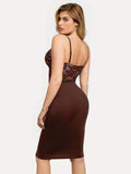 Popilush® Formal Bodycon Party Cocktail Evening Gown Shapewear Sculpting Lace Corset Midi Slip Dress
