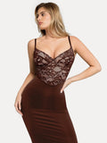 Popilush® Formal Bodycon Party Cocktail Evening Gown Shapewear Sculpting Lace Corset Midi Slip Dress