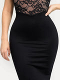 Popilush® Formal Bodycon Party Cocktail Evening Gown Shapewear Sculpting Lace Corset Midi Slip Dress