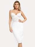 Popilush® Formal Bodycon Party Cocktail Evening Gown White / XS Shapewear Sculpting Lace Corset Midi Slip Dress