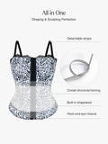 Popilush® Shapewear Sculpting Leopard Mesh Detachable Strap Corset Top