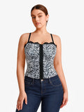 Popilush® Shapewear Sculpting Leopard Mesh Detachable Strap Corset Top