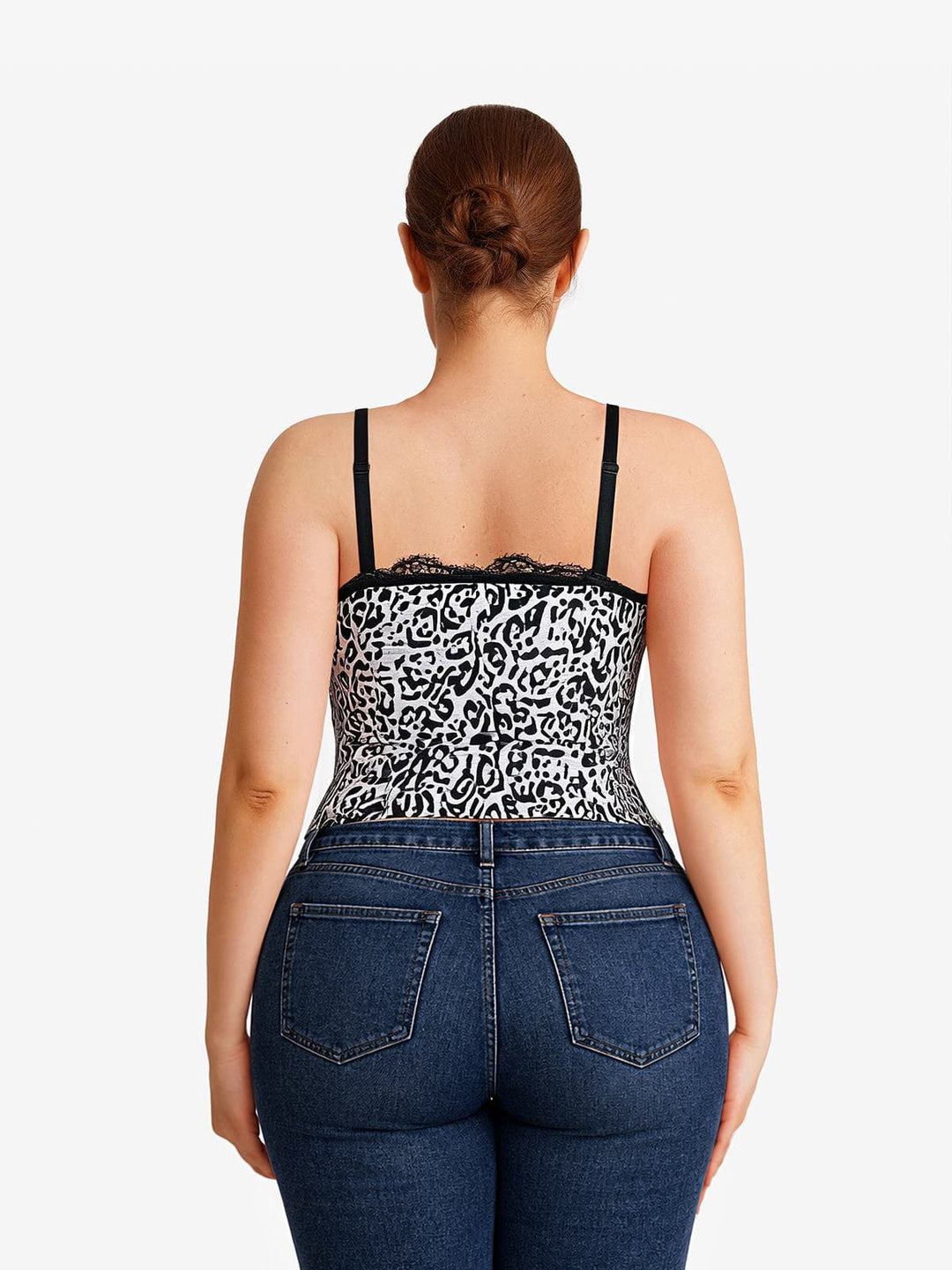 Popilush® Shapewear Sculpting Leopard Mesh Detachable Strap Corset Top