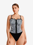 Popilush® White Leopard / S Shapewear Sculpting Leopard Mesh Detachable Strap Corset Top