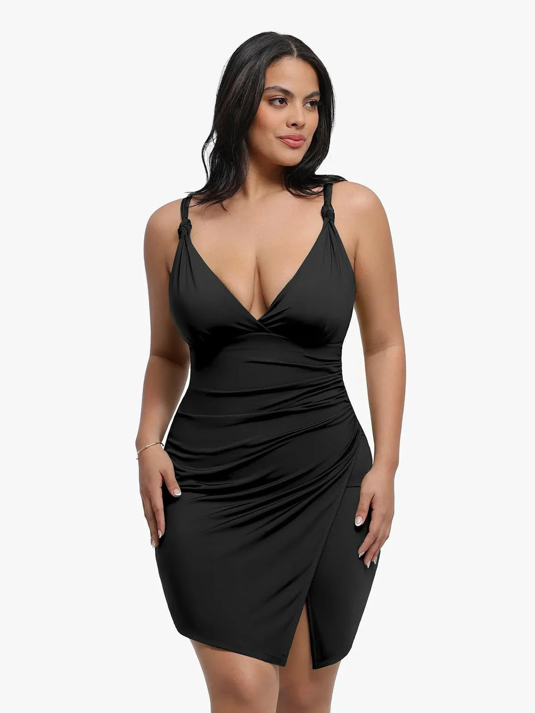 Popilush® Shapewear Sculpting Side Slit Mini Dress