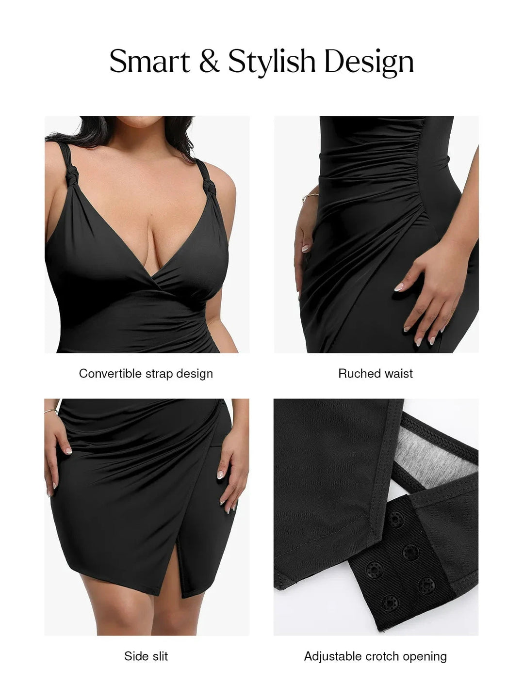 Popilush® Shapewear Sculpting Side Slit Mini Dress