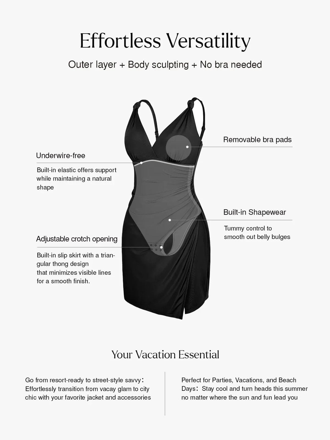 Popilush® Shapewear Sculpting Side Slit Mini Dress