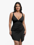 Popilush® Black / XS Shapewear Sculpting Side Slit Mini Dress